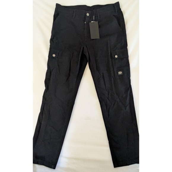 Harley Davidson The Trooper Cargo Pant 100% Cotton Button Fly Black 38 x 34 NWT
